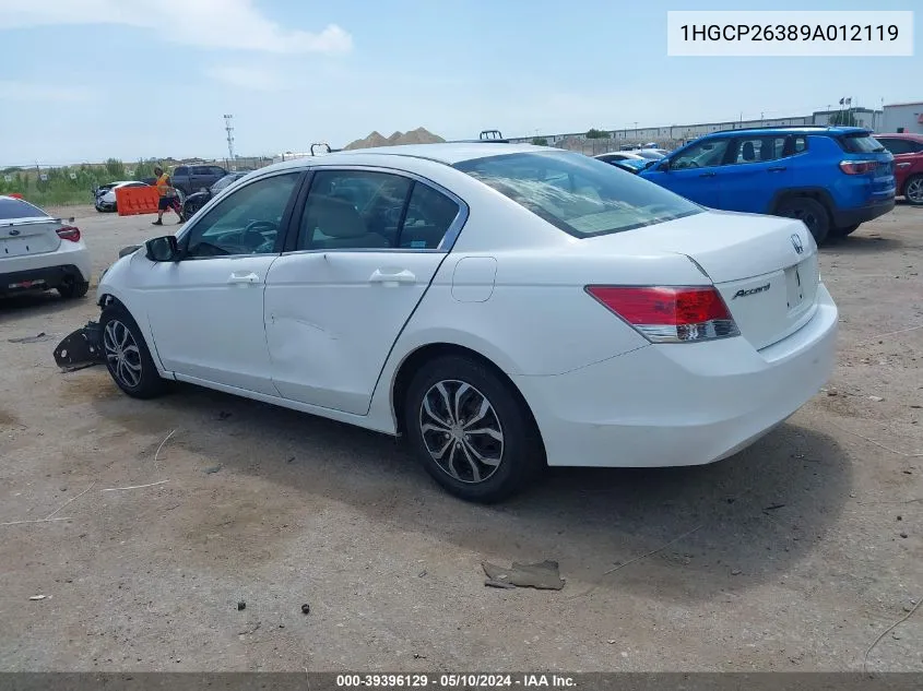 2009 Honda Accord 2.4 Lx VIN: 1HGCP26389A012119 Lot: 39396129