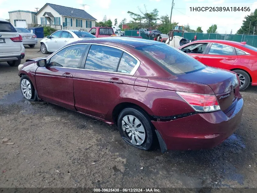 2009 Honda Accord 2.4 Lx VIN: 1HGCP26389A184456 Lot: 39625438