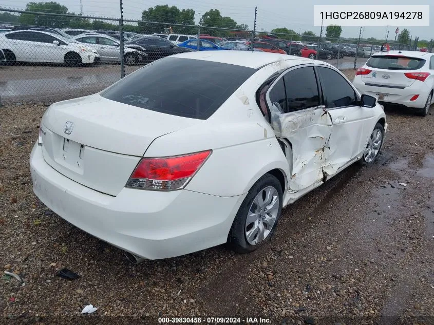 1HGCP26809A194278 2009 Honda Accord 2.4 Ex-L