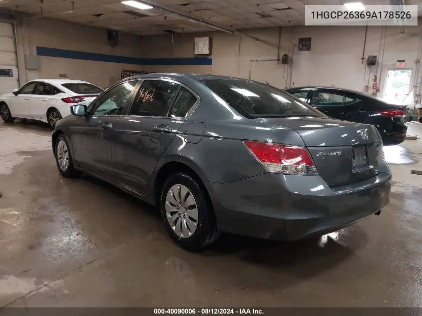 2009 Honda Accord 2.4 Lx VIN: 1HGCP26369A178526 Lot: 40090006