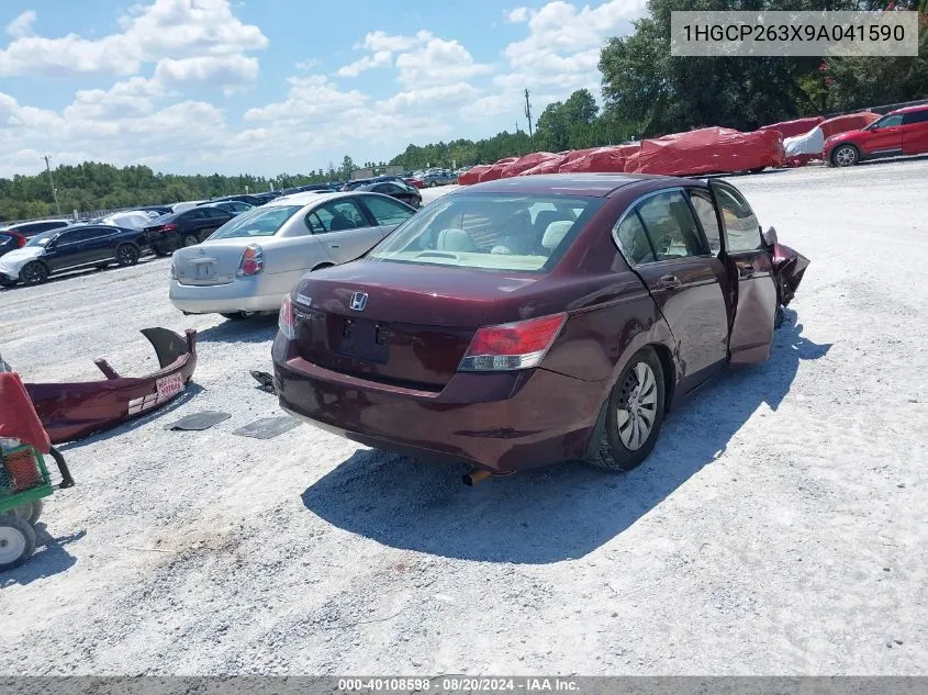 2009 Honda Accord Lx VIN: 1HGCP263X9A041590 Lot: 40108598