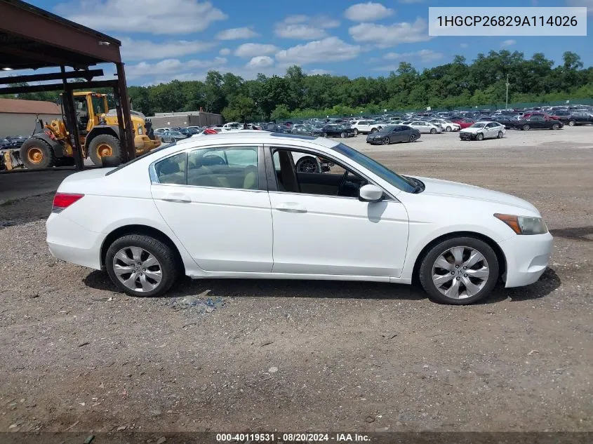 2009 Honda Accord 2.4 Ex-L VIN: 1HGCP26829A114026 Lot: 40119531