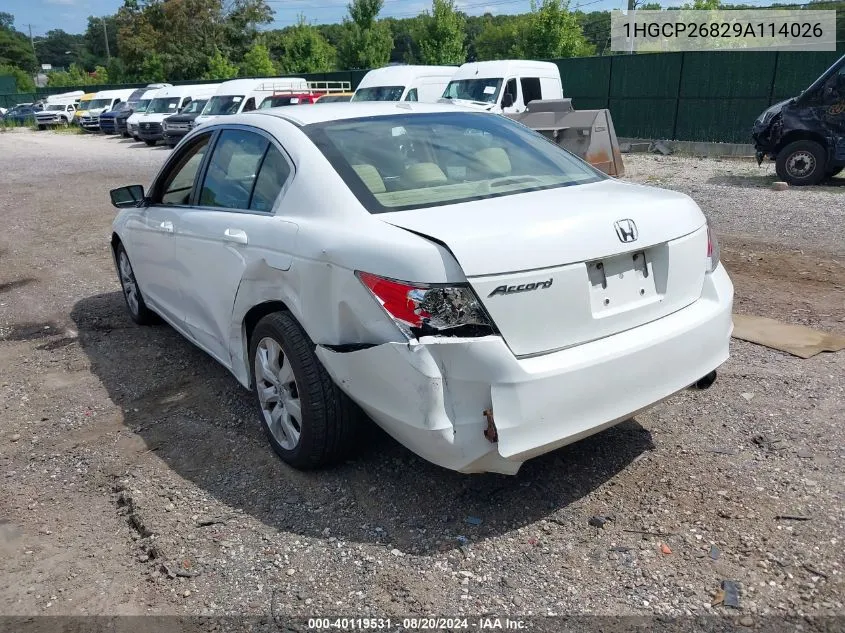 1HGCP26829A114026 2009 Honda Accord 2.4 Ex-L