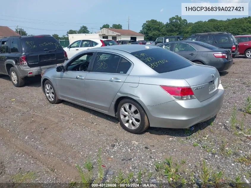 2009 Honda Accord 3.5 Ex-L VIN: 1HGCP36839A027421 Lot: 40128806