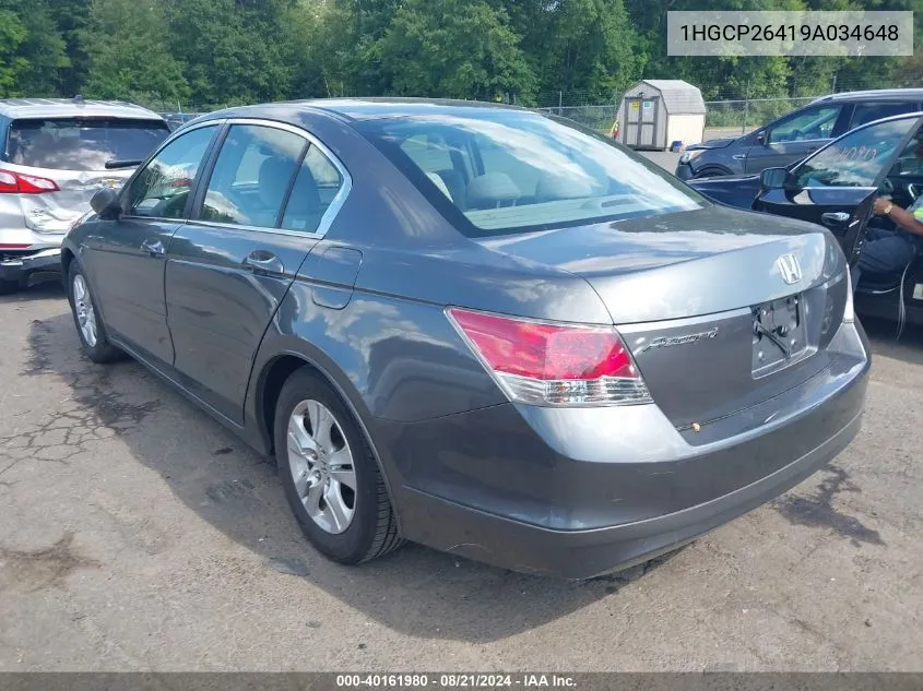 2009 Honda Accord 2.4 Lx-P VIN: 1HGCP26419A034648 Lot: 40161980