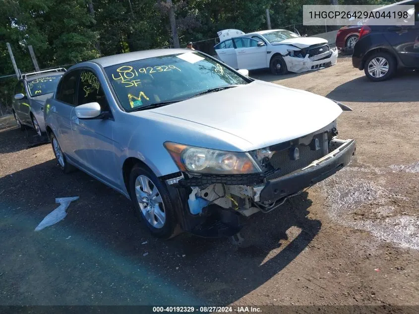 2009 Honda Accord 2.4 Lx-P VIN: 1HGCP26429A044198 Lot: 40192329