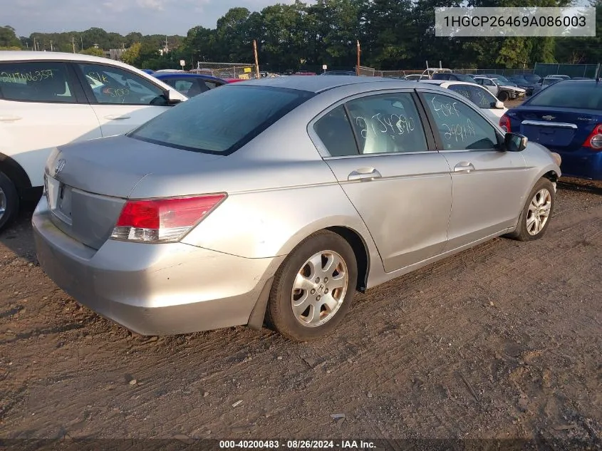 2009 Honda Accord 2.4 Lx-P VIN: 1HGCP26469A086003 Lot: 40200483