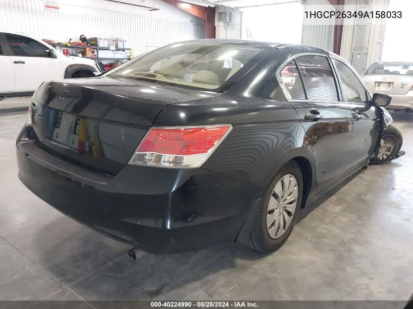 2009 Honda Accord 2.4 Lx VIN: 1HGCP26349A158033 Lot: 40224990