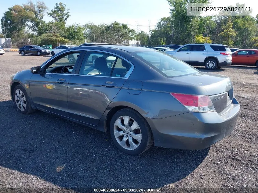 2009 Honda Accord 2.4 Ex VIN: 1HGCP26729A024141 Lot: 40238624