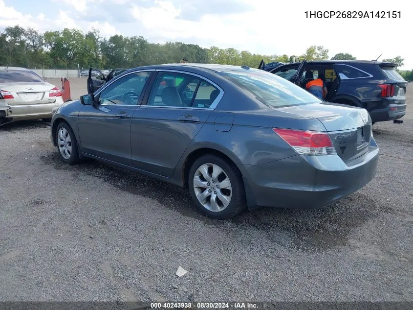 2009 Honda Accord 2.4 Ex-L VIN: 1HGCP26829A142151 Lot: 40243938