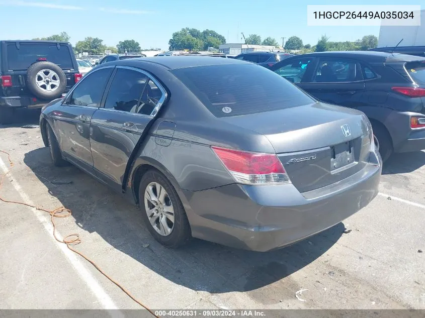 2009 Honda Accord 2.4 Lx-P VIN: 1HGCP26449A035034 Lot: 40250631