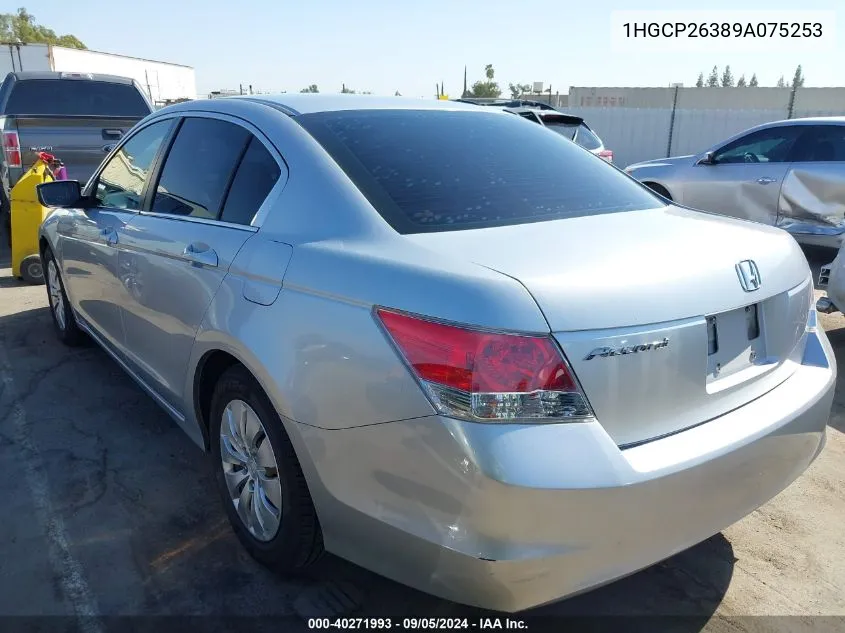 2009 Honda Accord 2.4 Lx VIN: 1HGCP26389A075253 Lot: 40271993