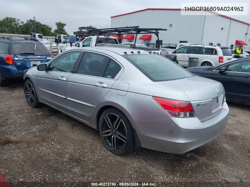 2009 Honda Accord Exl VIN: 1HGCP36809A024962 Lot: 40272750