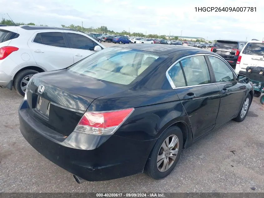 2009 Honda Accord 2.4 Lx-P VIN: 1HGCP26409A007781 Lot: 40280617