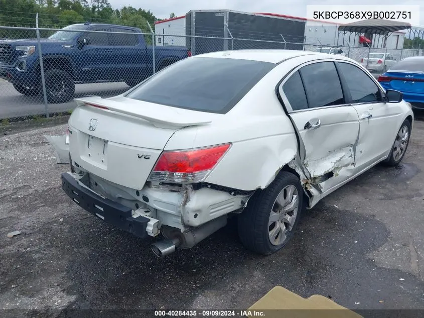 5KBCP368X9B002751 2009 Honda Accord 3.5 Ex-L