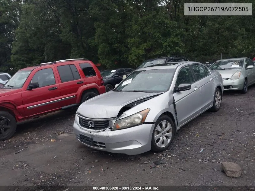 2009 Honda Accord 2.4 Ex VIN: 1HGCP26719A072505 Lot: 40306920