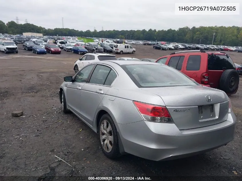 2009 Honda Accord 2.4 Ex VIN: 1HGCP26719A072505 Lot: 40306920