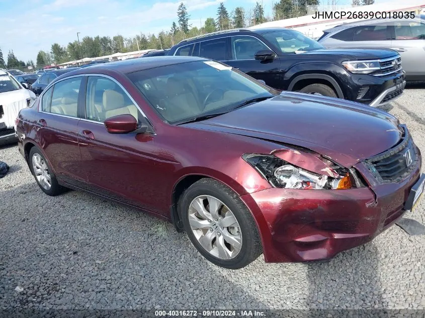 2009 Honda Accord 2.4 Ex-L VIN: JHMCP26839C018035 Lot: 40316272