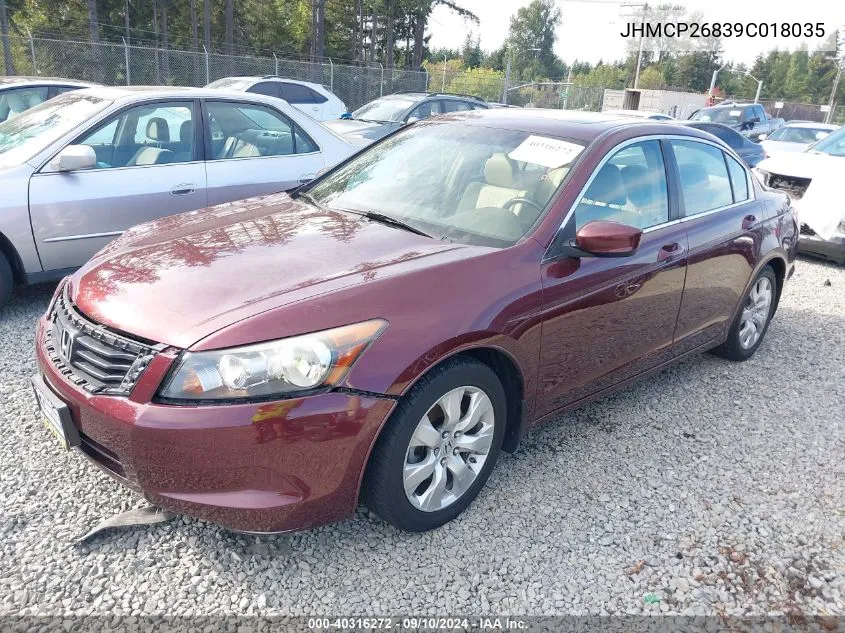 2009 Honda Accord 2.4 Ex-L VIN: JHMCP26839C018035 Lot: 40316272