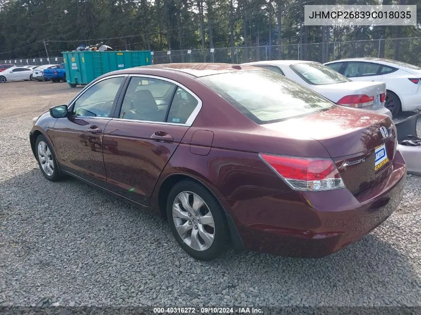 2009 Honda Accord 2.4 Ex-L VIN: JHMCP26839C018035 Lot: 40316272