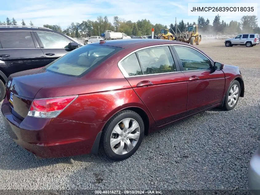 2009 Honda Accord 2.4 Ex-L VIN: JHMCP26839C018035 Lot: 40316272