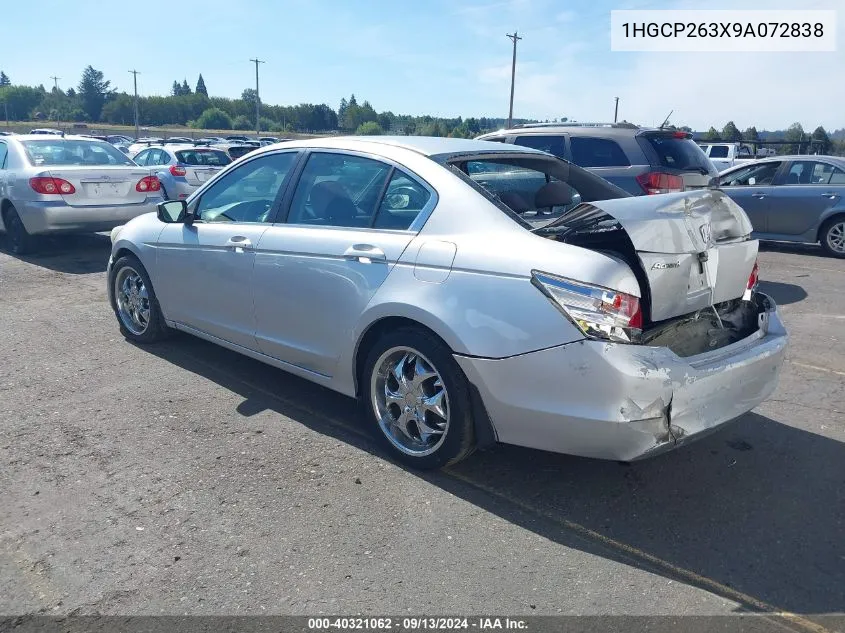 2009 Honda Accord 2.4 Lx VIN: 1HGCP263X9A072838 Lot: 40321062