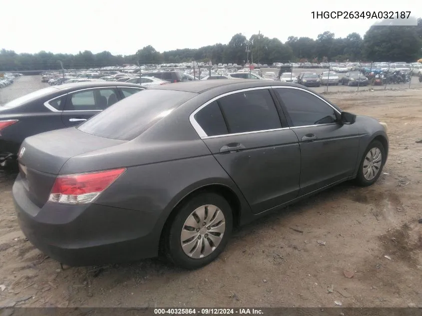 2009 Honda Accord 2.4 Lx VIN: 1HGCP26349A032187 Lot: 40325864