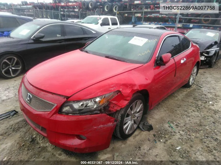 1HGCS22869A007758 2009 Honda Accord 3.5 Ex-L