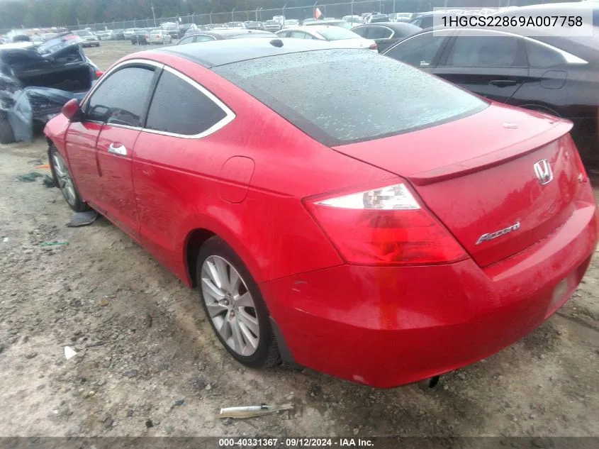 2009 Honda Accord 3.5 Ex-L VIN: 1HGCS22869A007758 Lot: 40331367