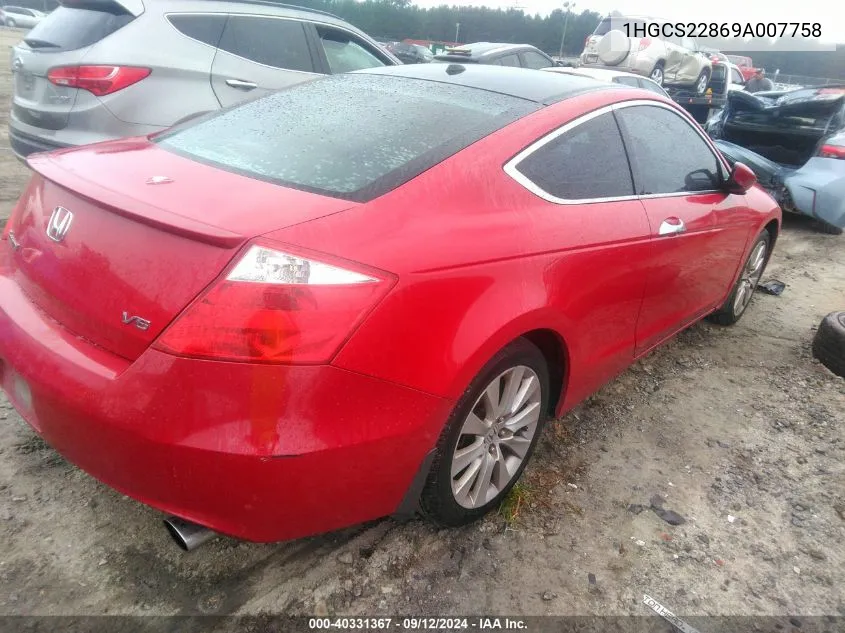 1HGCS22869A007758 2009 Honda Accord 3.5 Ex-L