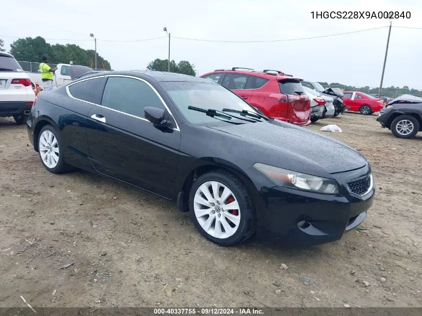 2009 Honda Accord 3.5 Ex-L VIN: 1HGCS228X9A002840 Lot: 40337755