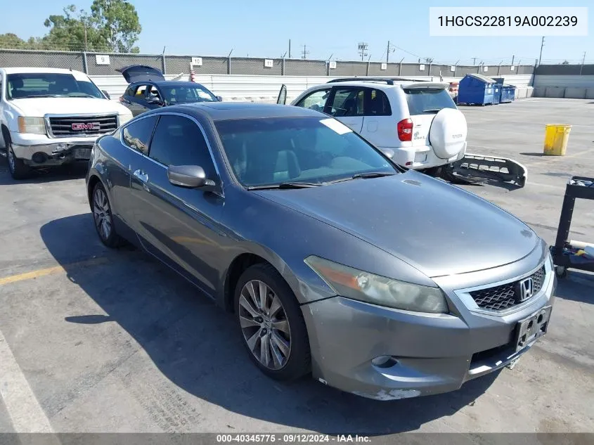 2009 Honda Accord 3.5 Ex-L VIN: 1HGCS22819A002239 Lot: 40345775