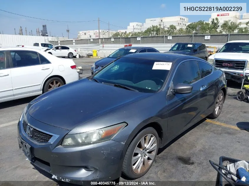 2009 Honda Accord 3.5 Ex-L VIN: 1HGCS22819A002239 Lot: 40345775