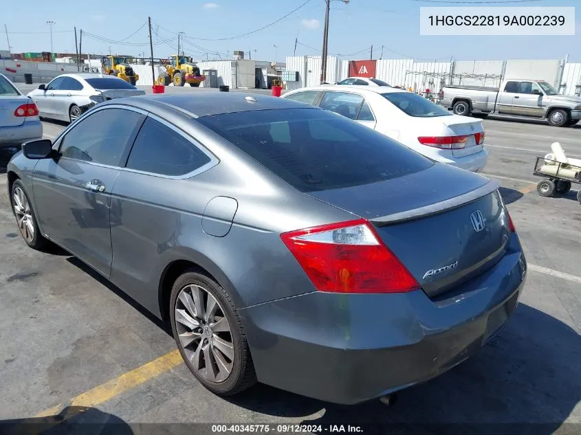 2009 Honda Accord 3.5 Ex-L VIN: 1HGCS22819A002239 Lot: 40345775