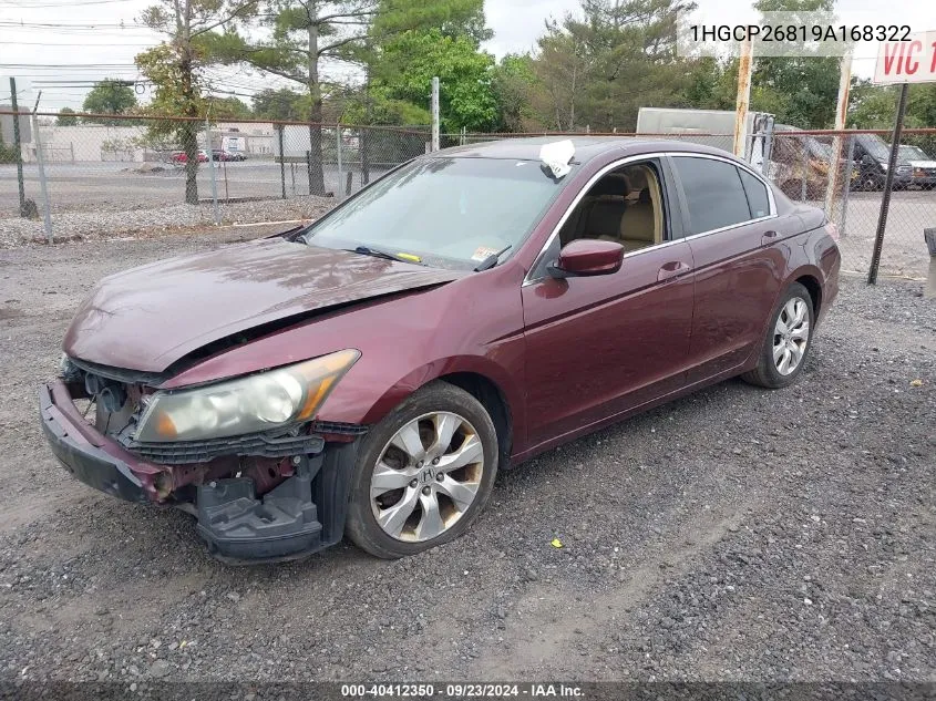 2009 Honda Accord 2.4 Ex-L VIN: 1HGCP26819A168322 Lot: 40412350