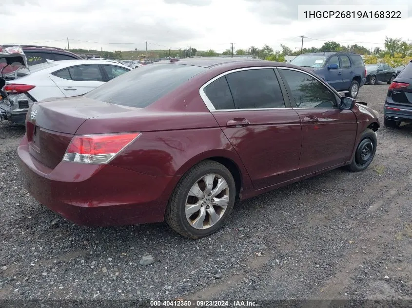 2009 Honda Accord 2.4 Ex-L VIN: 1HGCP26819A168322 Lot: 40412350