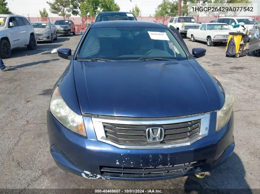 2009 Honda Accord Lxp VIN: 1HGCP26429A077542 Lot: 40469607