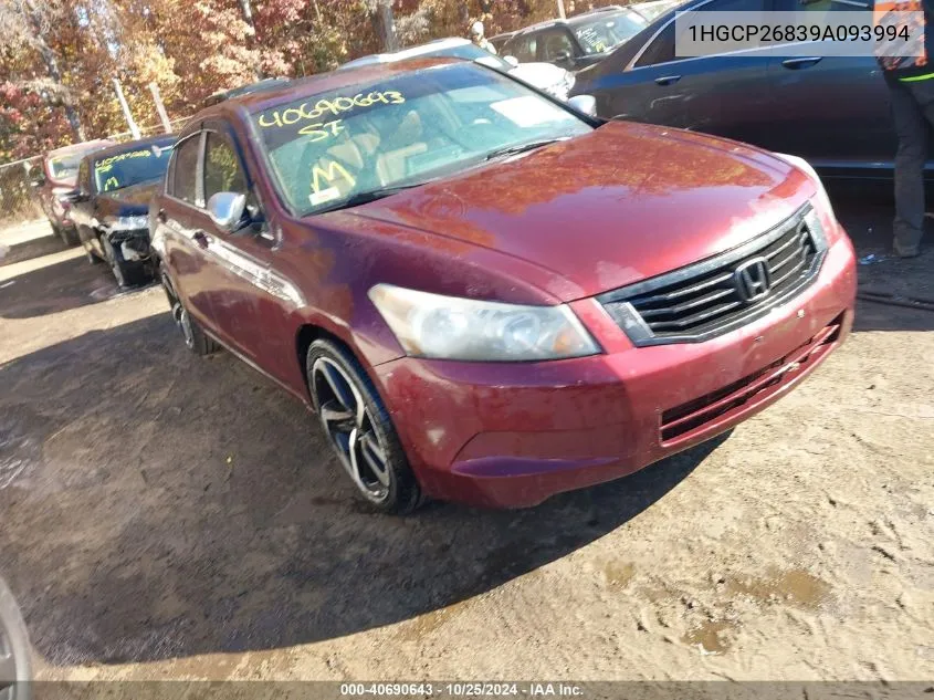 2009 Honda Accord 2.4 Ex-L VIN: 1HGCP26839A093994 Lot: 40690643