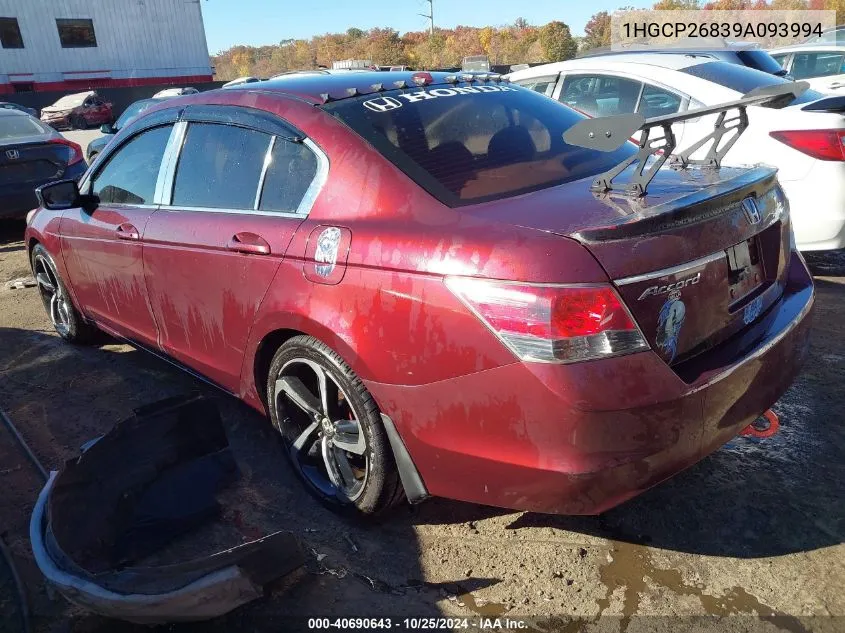 2009 Honda Accord 2.4 Ex-L VIN: 1HGCP26839A093994 Lot: 40690643