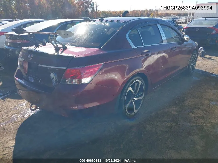 2009 Honda Accord 2.4 Ex-L VIN: 1HGCP26839A093994 Lot: 40690643