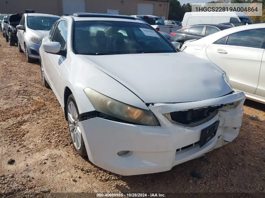 1HGCS22819A004864 2009 Honda Accord 3.5 Ex-L