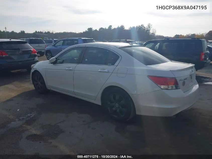 2009 Honda Accord 3.5 Ex-L VIN: 1HGCP368X9A047195 Lot: 40711275