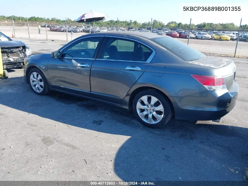 2009 Honda Accord 3.5 Ex-L VIN: 5KBCP36889B001355 Lot: 40712603