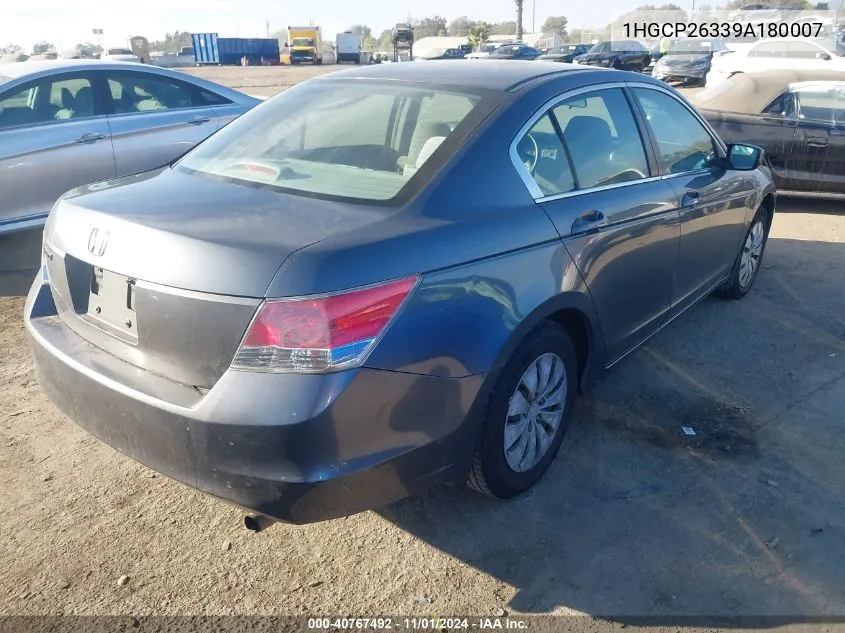 2009 Honda Accord 2.4 Lx VIN: 1HGCP26339A180007 Lot: 40767492