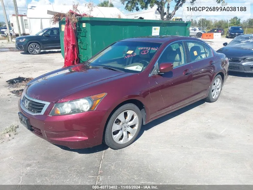 2009 Honda Accord 2.4 Ex-L VIN: 1HGCP26899A038188 Lot: 40773402