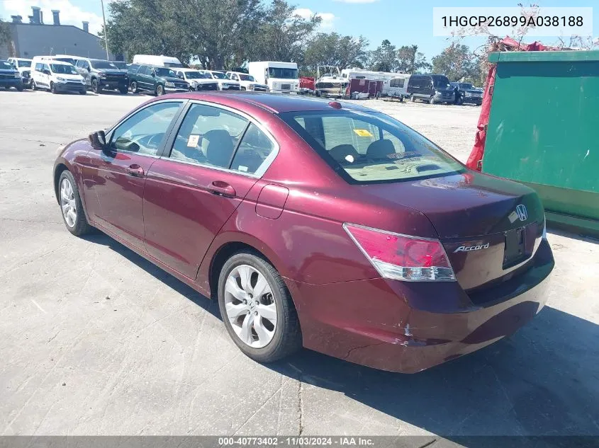 2009 Honda Accord 2.4 Ex-L VIN: 1HGCP26899A038188 Lot: 40773402