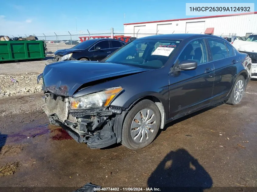 2009 Honda Accord 2.4 Lx VIN: 1HGCP26309A124932 Lot: 40774402