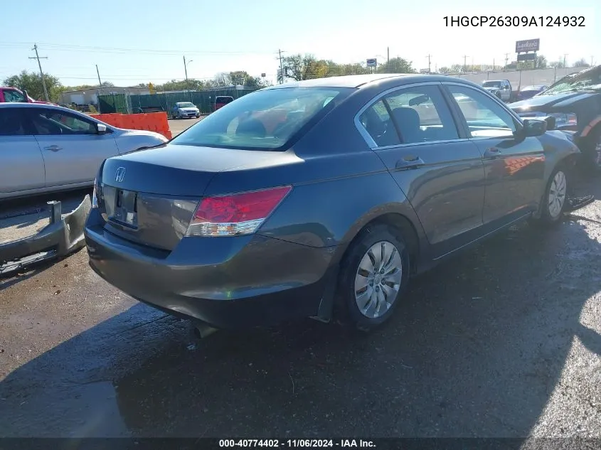 2009 Honda Accord 2.4 Lx VIN: 1HGCP26309A124932 Lot: 40774402