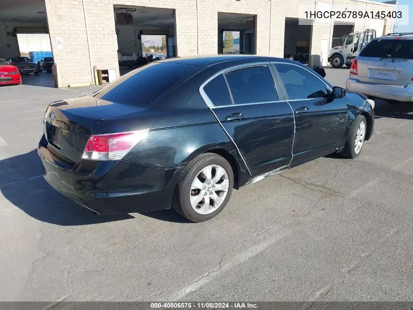 2009 Honda Accord 2.4 Ex VIN: 1HGCP26789A145403 Lot: 40806575