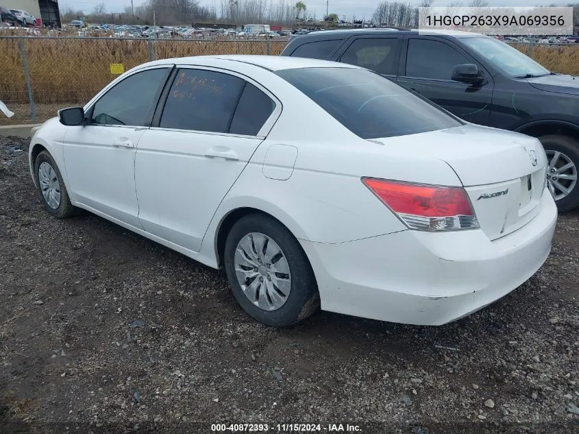 2009 Honda Accord 2.4 Lx VIN: 1HGCP263X9A069356 Lot: 40872393